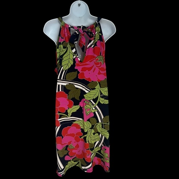 Trina Turk Juju Dress Floral Swirl Halter Mini Dress Stretchy Medium Maximalist - Picture 2 of 7